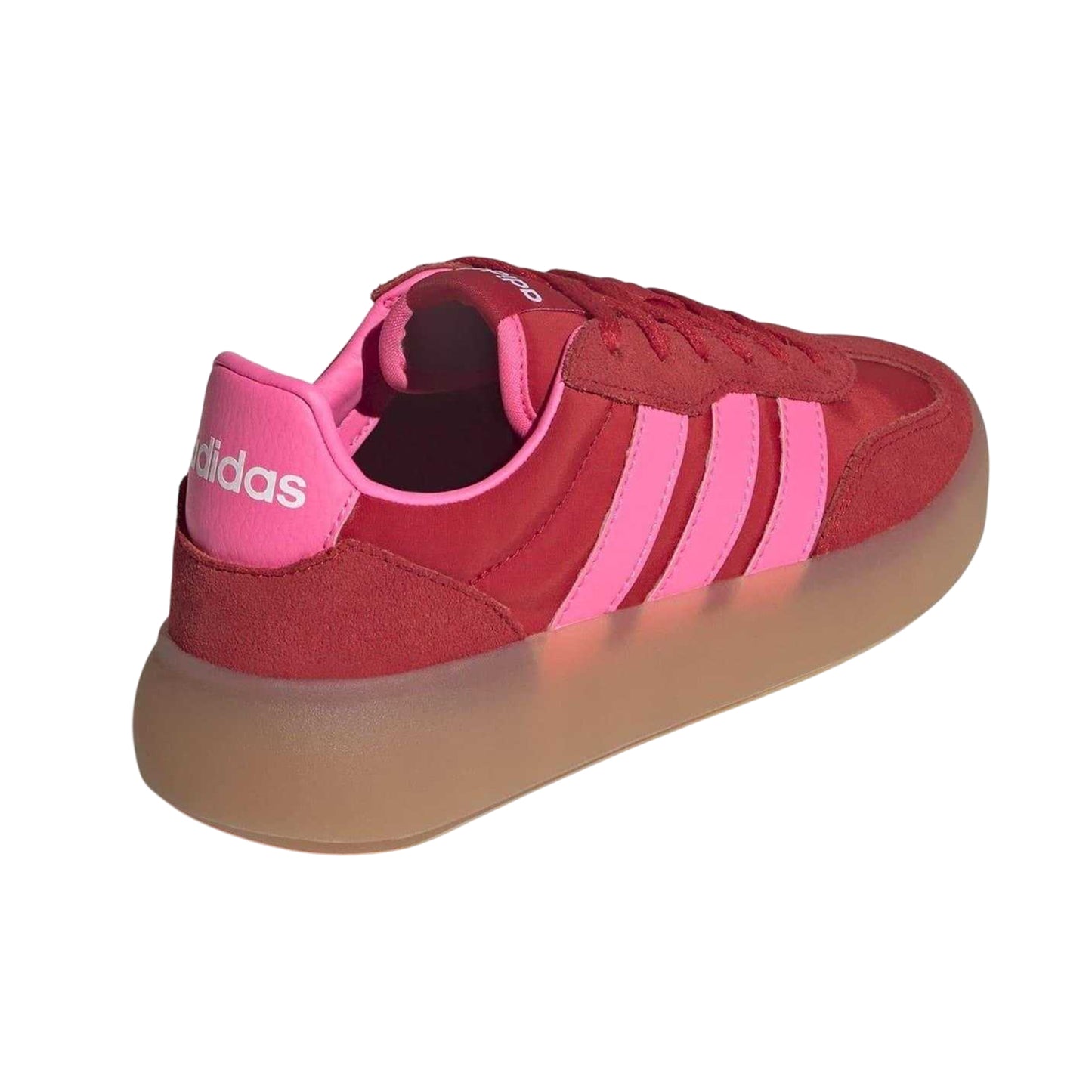 Scarlet-Pink - Back - Adidas Childrens-Kids Barreda Leather Platform Trainers