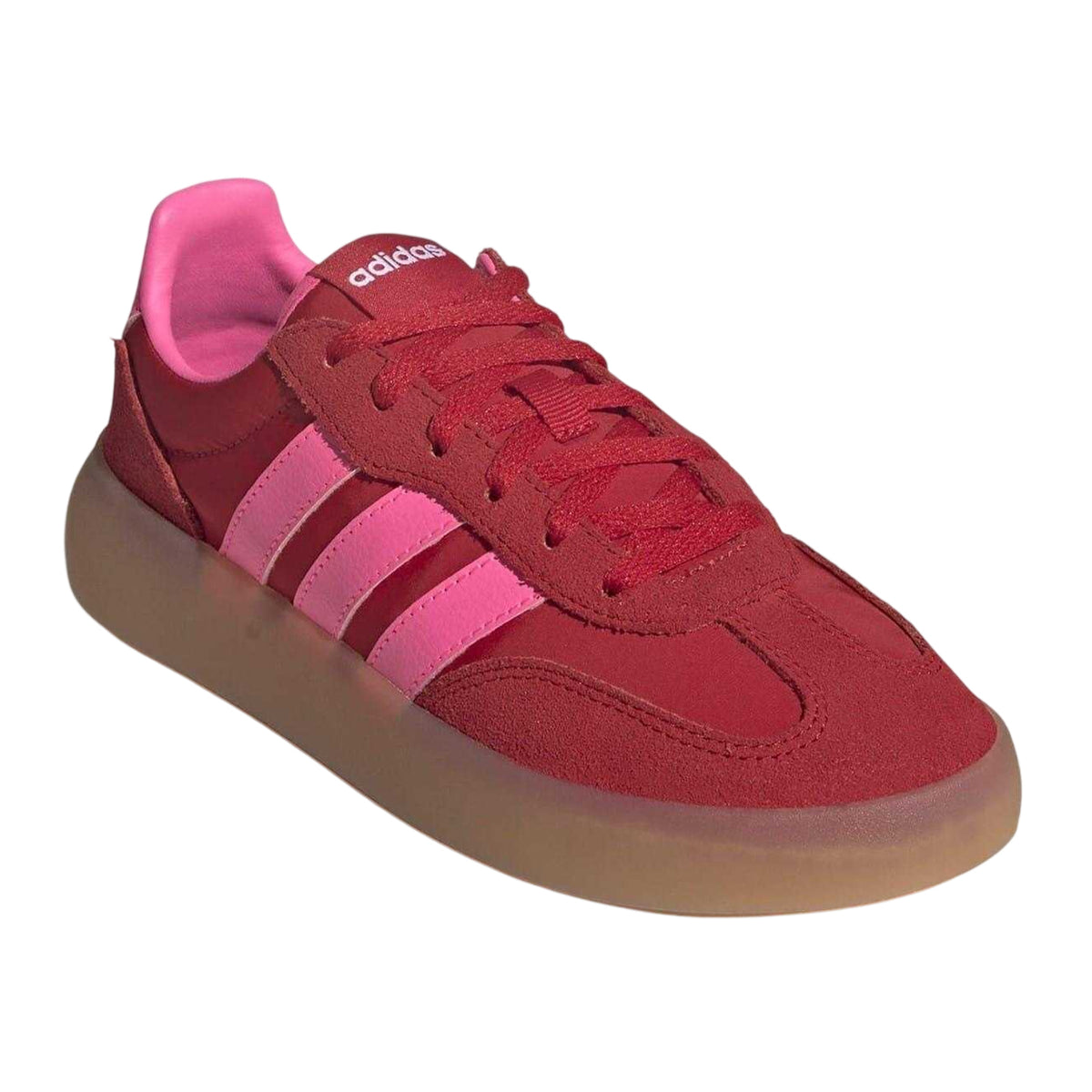 Scarlet-Pink - Pack Shot - Adidas Childrens-Kids Barreda Leather Platform Trainers