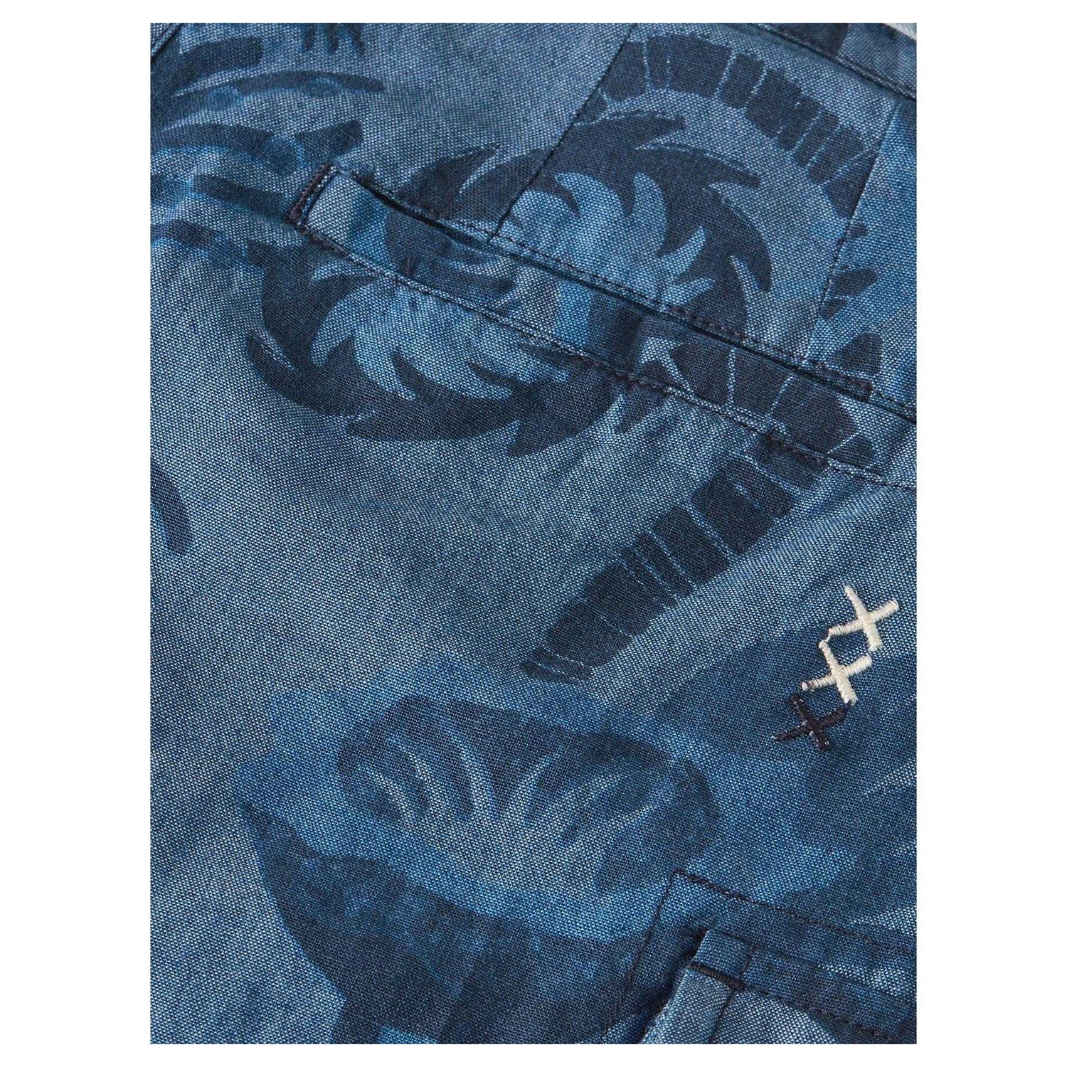 Indigo Blue - Side - Scotch And Soda Boys Patterned Cargo Shorts