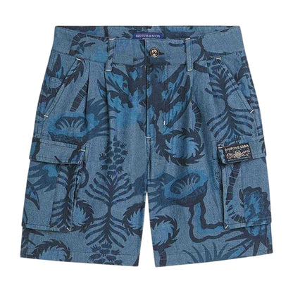 Indigo Blue - Front - Scotch And Soda Boys Patterned Cargo Shorts