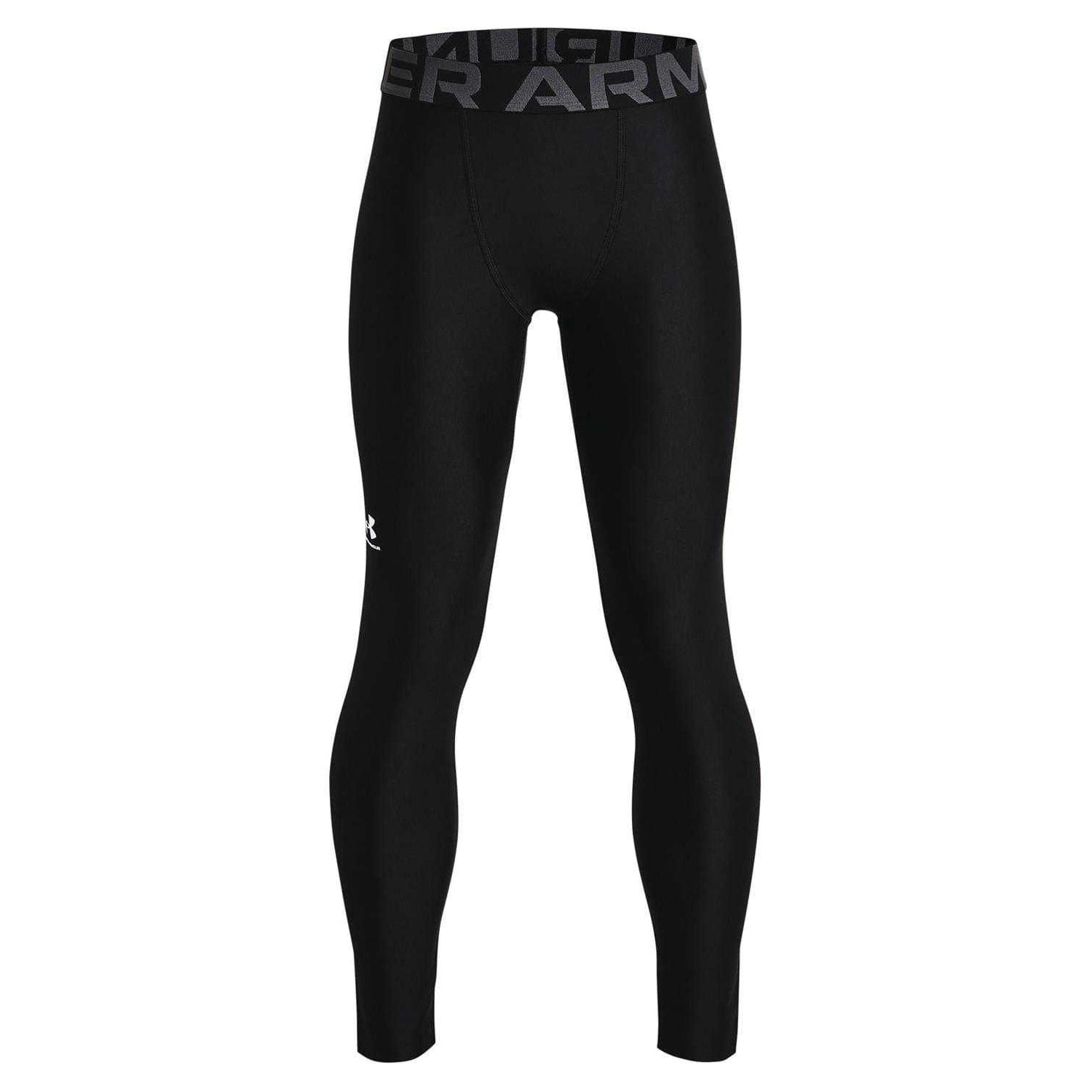Black - Front - Under Armour Boys HeatGear Leggings