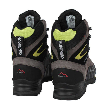 Charcoal-Lime - Back - Karrimor Mens Hot Route Leather Waterproof Walking Boots