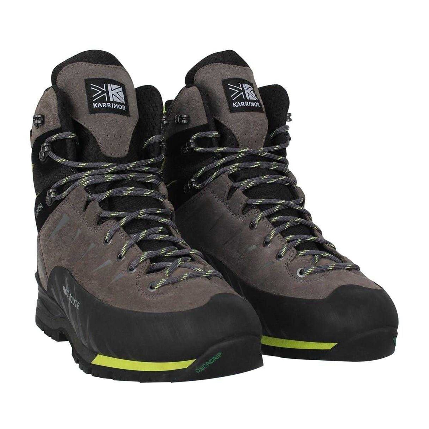 Charcoal-Lime - Pack Shot - Karrimor Mens Hot Route Leather Waterproof Walking Boots