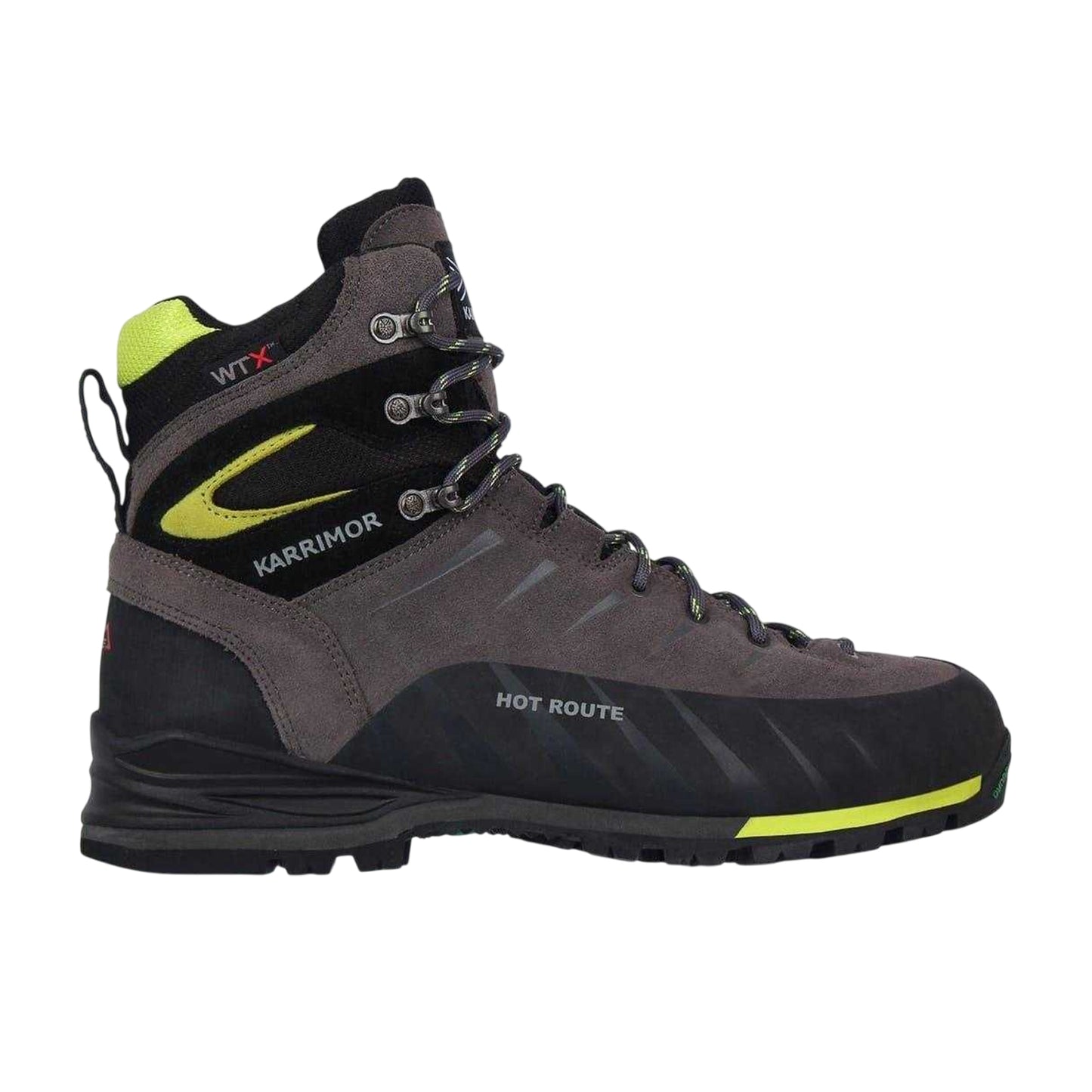 Charcoal-Lime - Front - Karrimor Mens Hot Route Leather Waterproof Walking Boots