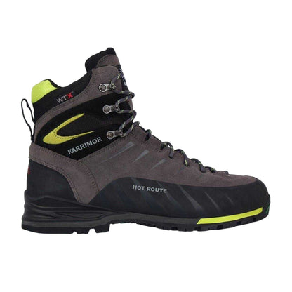 Charcoal-Lime - Front - Karrimor Mens Hot Route Leather Waterproof Walking Boots