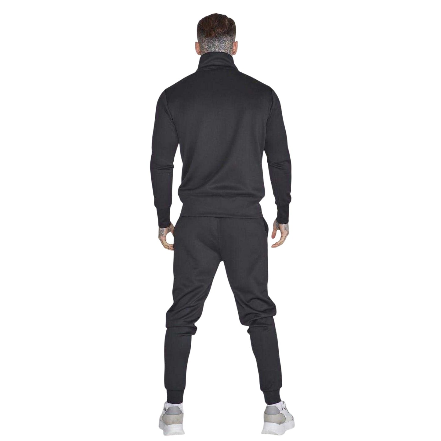 Black - Back - SikSilk Mens Essential Athletic Jacket