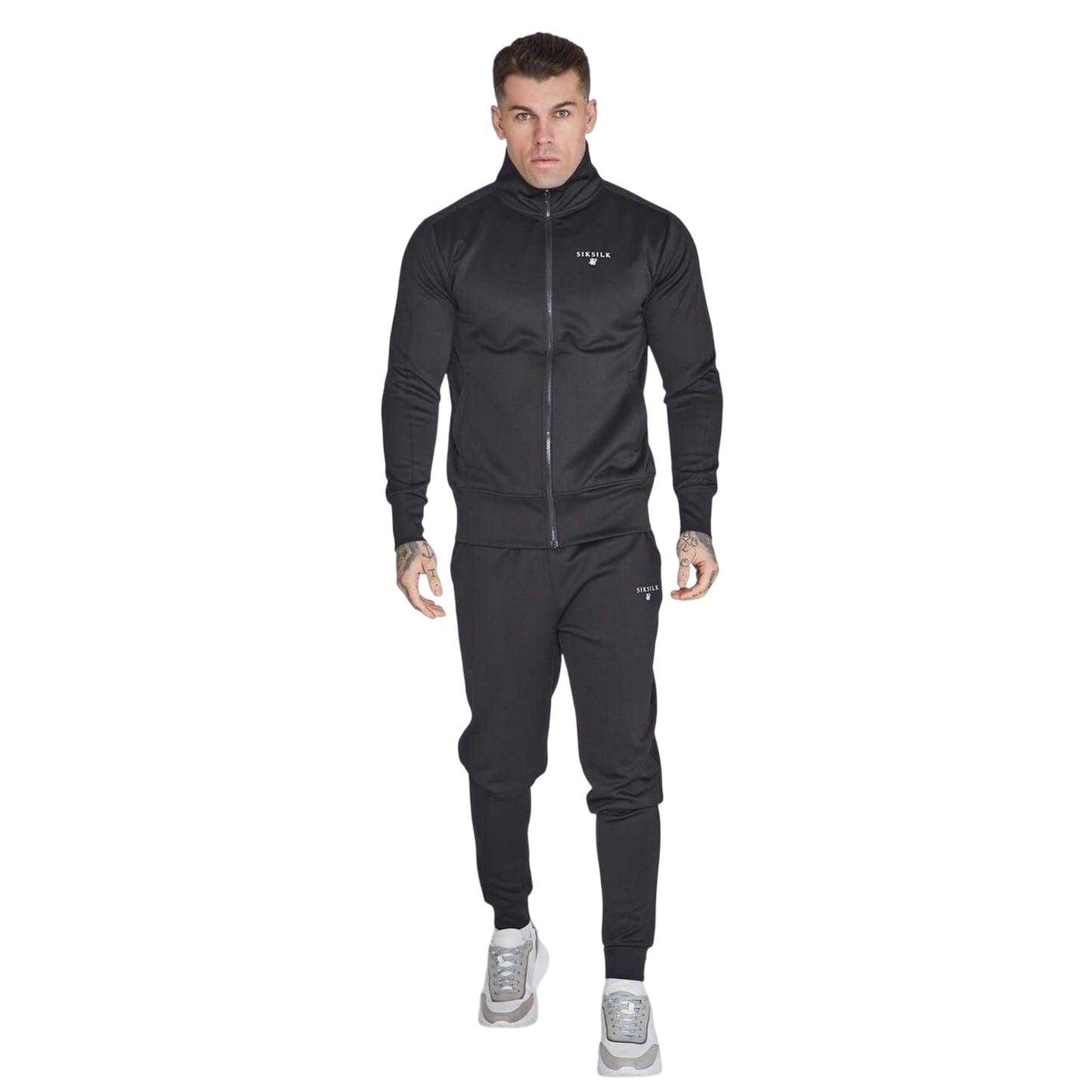 Black - Front - SikSilk Mens Essential Athletic Jacket