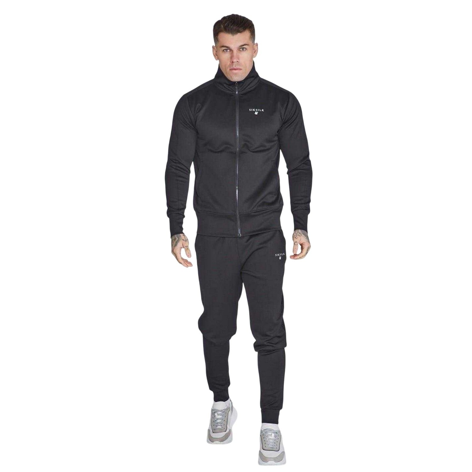 Black - Front - SikSilk Mens Essential Athletic Jacket