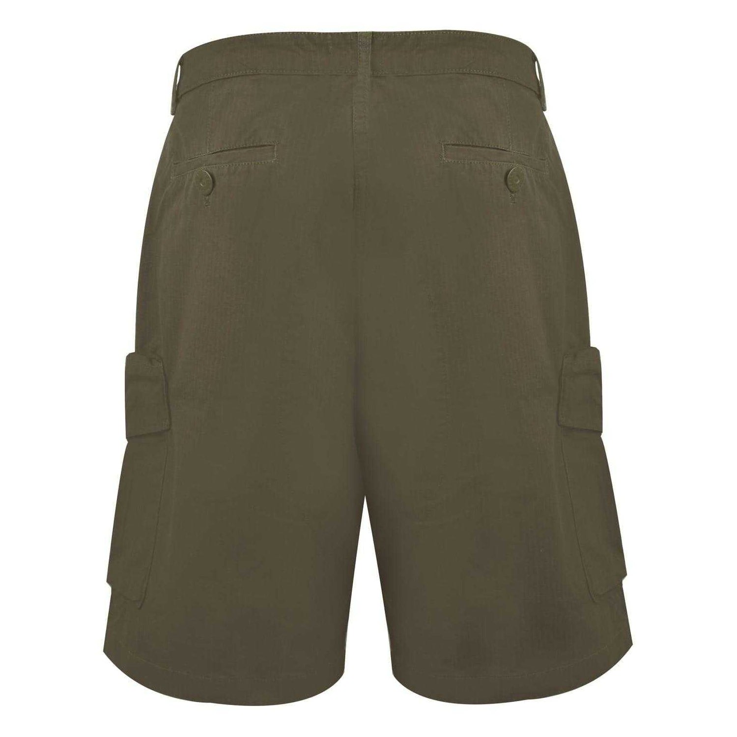 Khaki Green - Back - Pretty Green Mens Miles Cargo Shorts