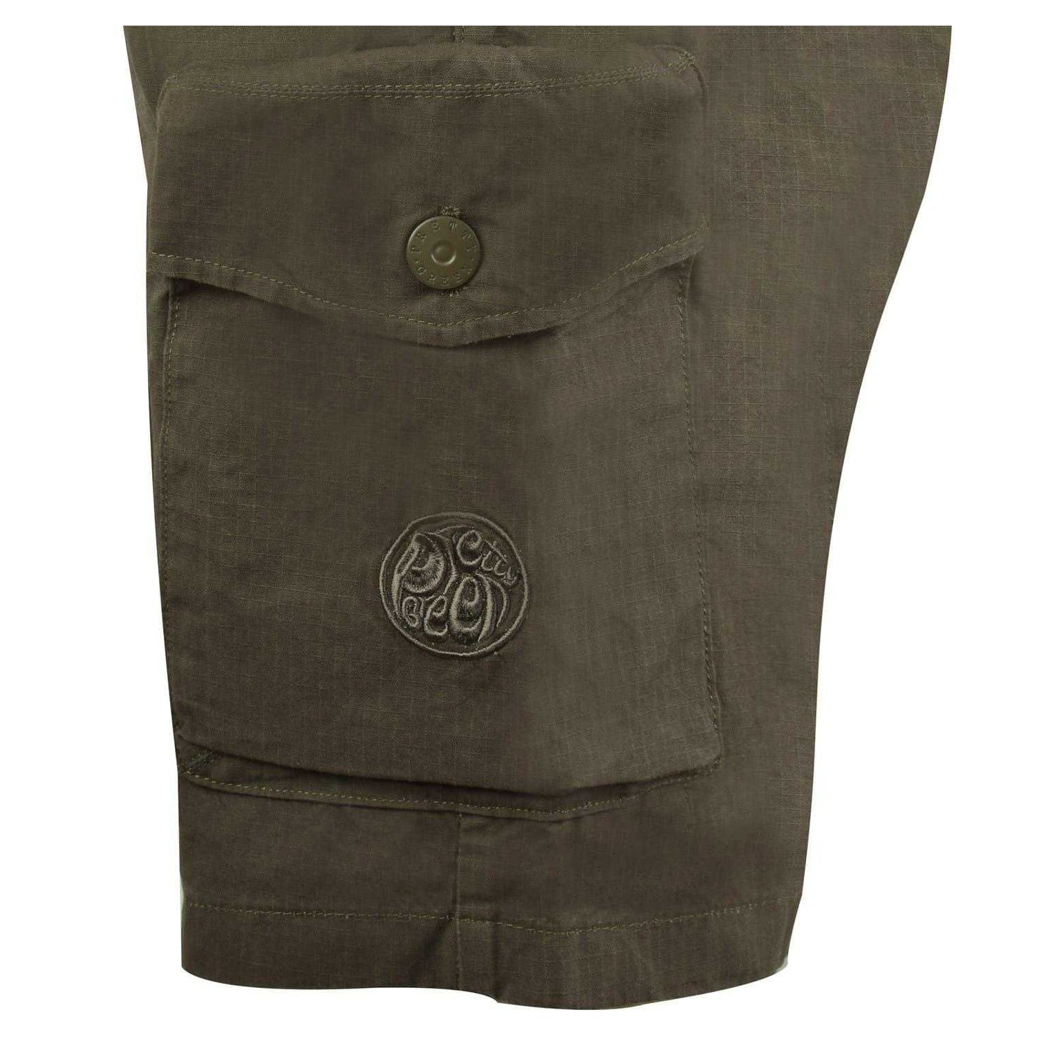 Khaki Green - Side - Pretty Green Mens Miles Cargo Shorts