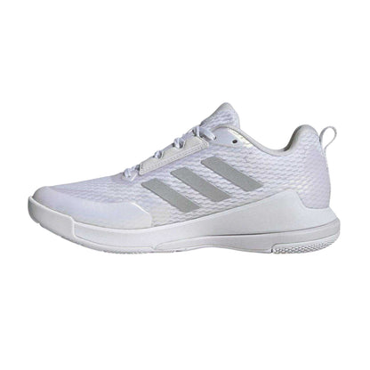 White - Side - Adidas Womens-Ladies Novaflight 2 Indoor Court Trainers