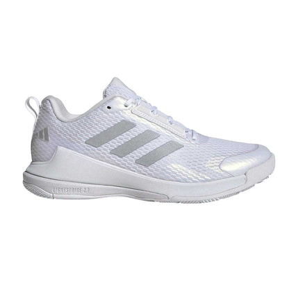 White - Front - Adidas Womens-Ladies Novaflight 2 Indoor Court Trainers