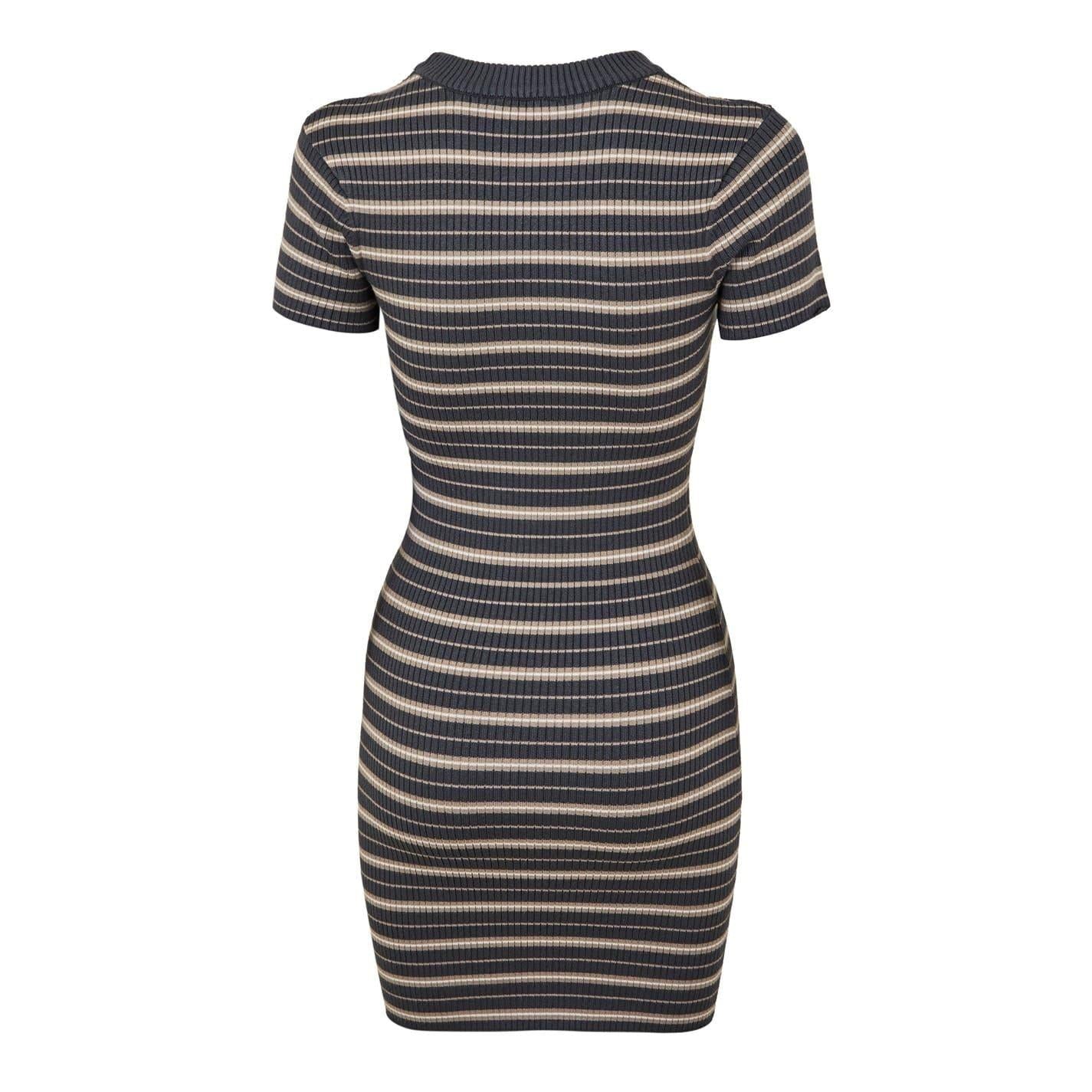 Carbon - Back - Jack Wills Womens-Ladies Striped Ribbed Bodycon Dress