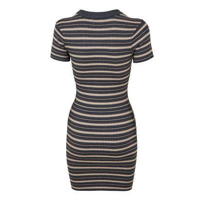 Carbon - Back - Jack Wills Womens-Ladies Striped Ribbed Bodycon Dress