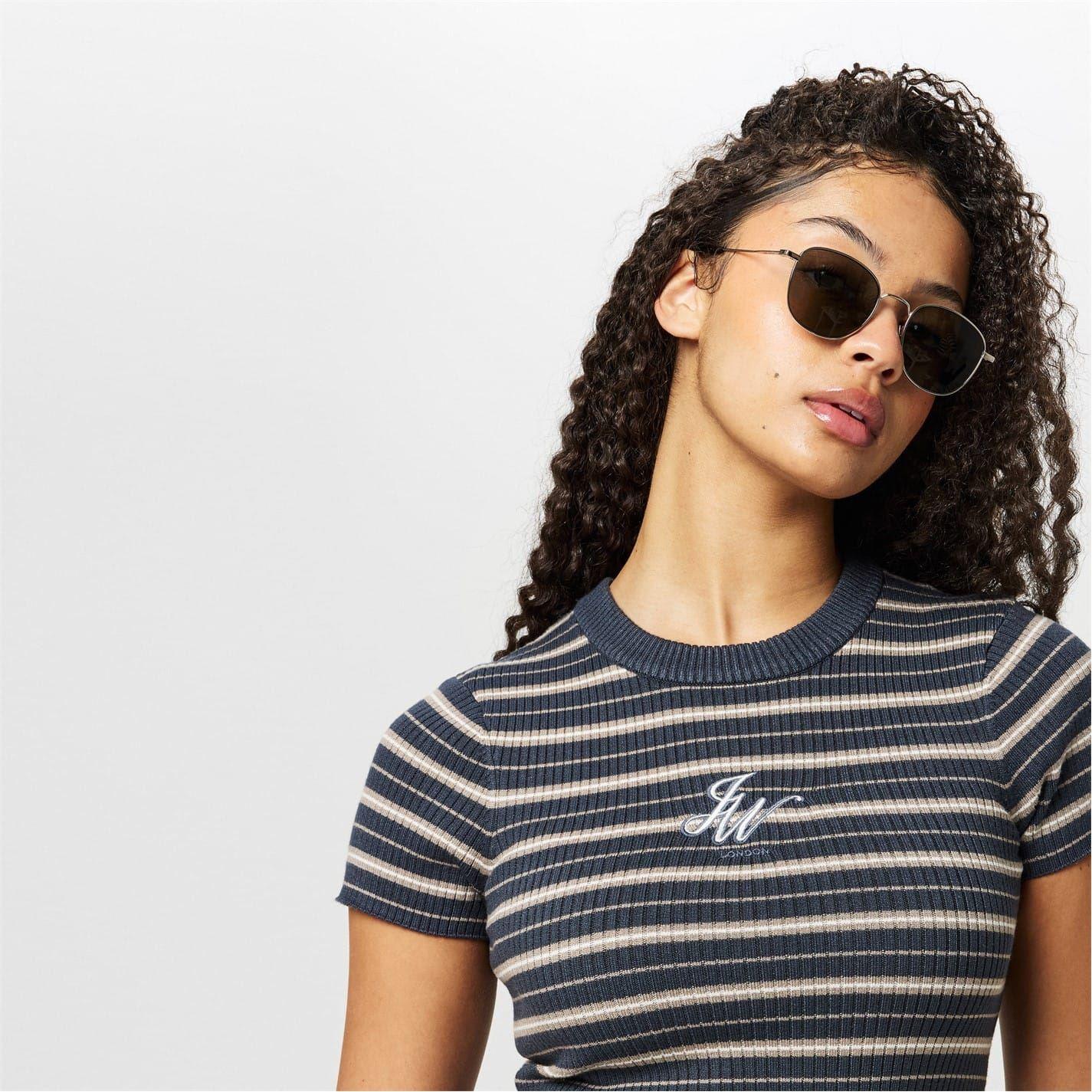 Carbon - Pack Shot - Jack Wills Womens-Ladies Striped Ribbed Bodycon Dress