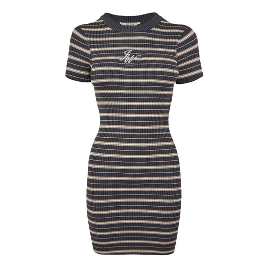 Carbon - Front - Jack Wills Womens-Ladies Striped Ribbed Bodycon Dress