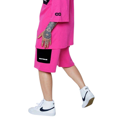 Pink - Back - Hype Unisex Adult Contrast Cargo Shorts
