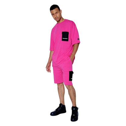 Pink - Side - Hype Unisex Adult Contrast Cargo Shorts