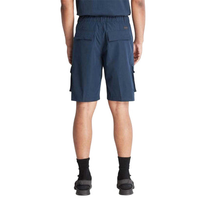 Navy - Back - Timberland Mens Water Repellent Leather Badge Relaxed Fit Cargo Shorts