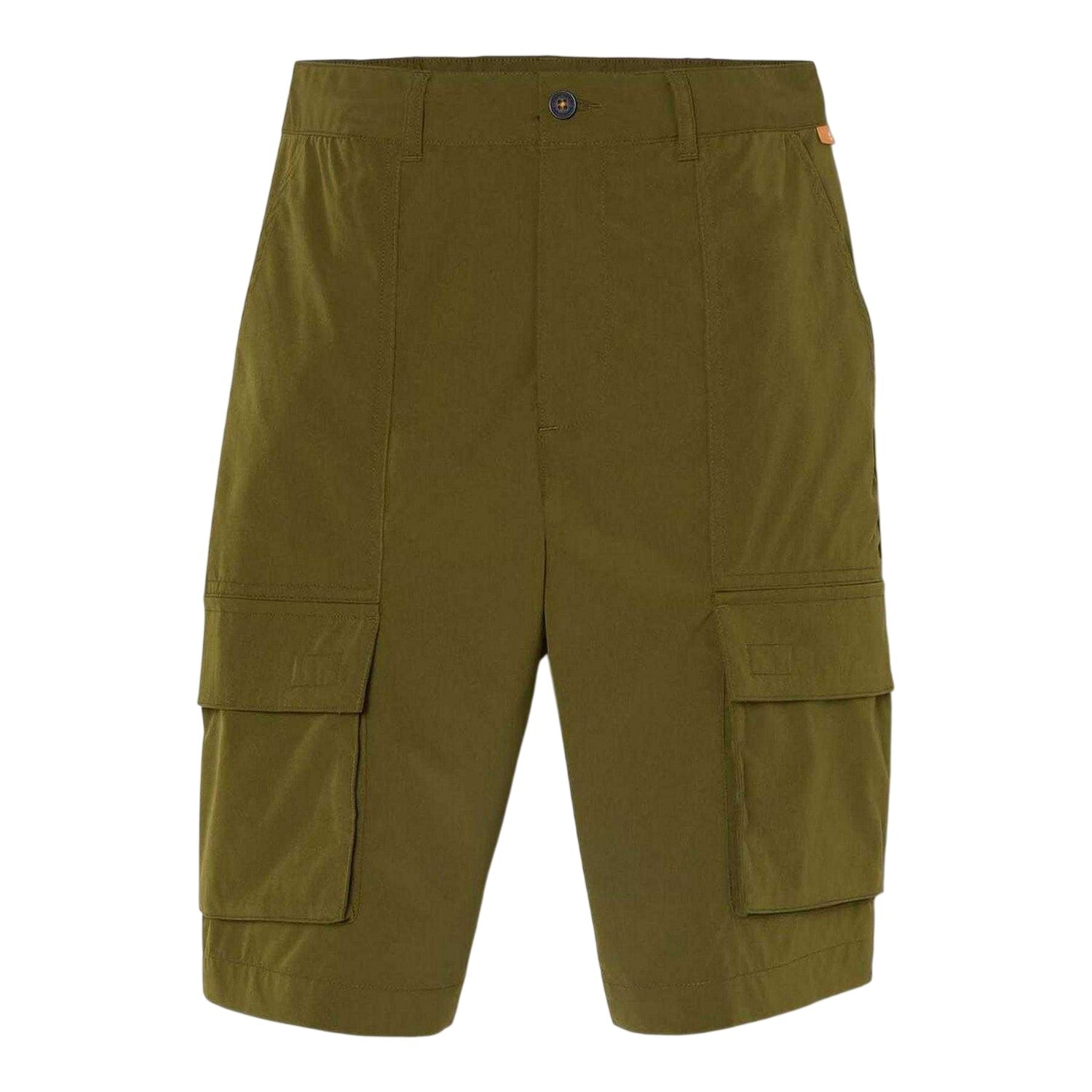 Olive - Front - Timberland Mens Water Repellent Leather Badge Relaxed Fit Cargo Shorts
