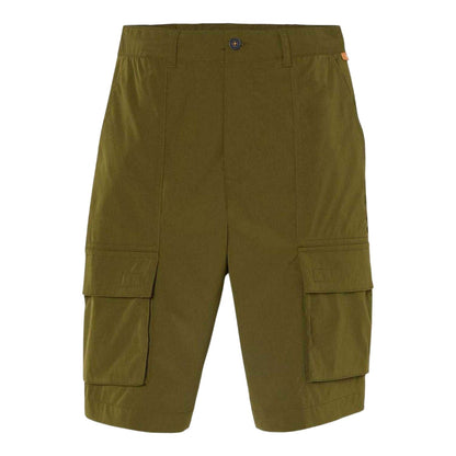 Olive - Front - Timberland Mens Water Repellent Leather Badge Relaxed Fit Cargo Shorts