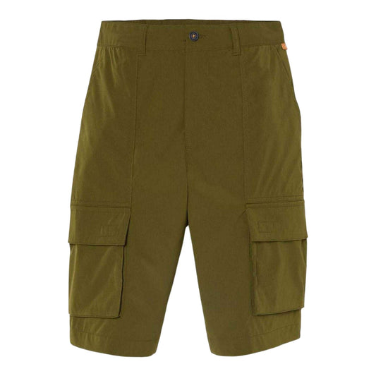 Olive - Front - Timberland Mens Water Repellent Leather Badge Relaxed Fit Cargo Shorts
