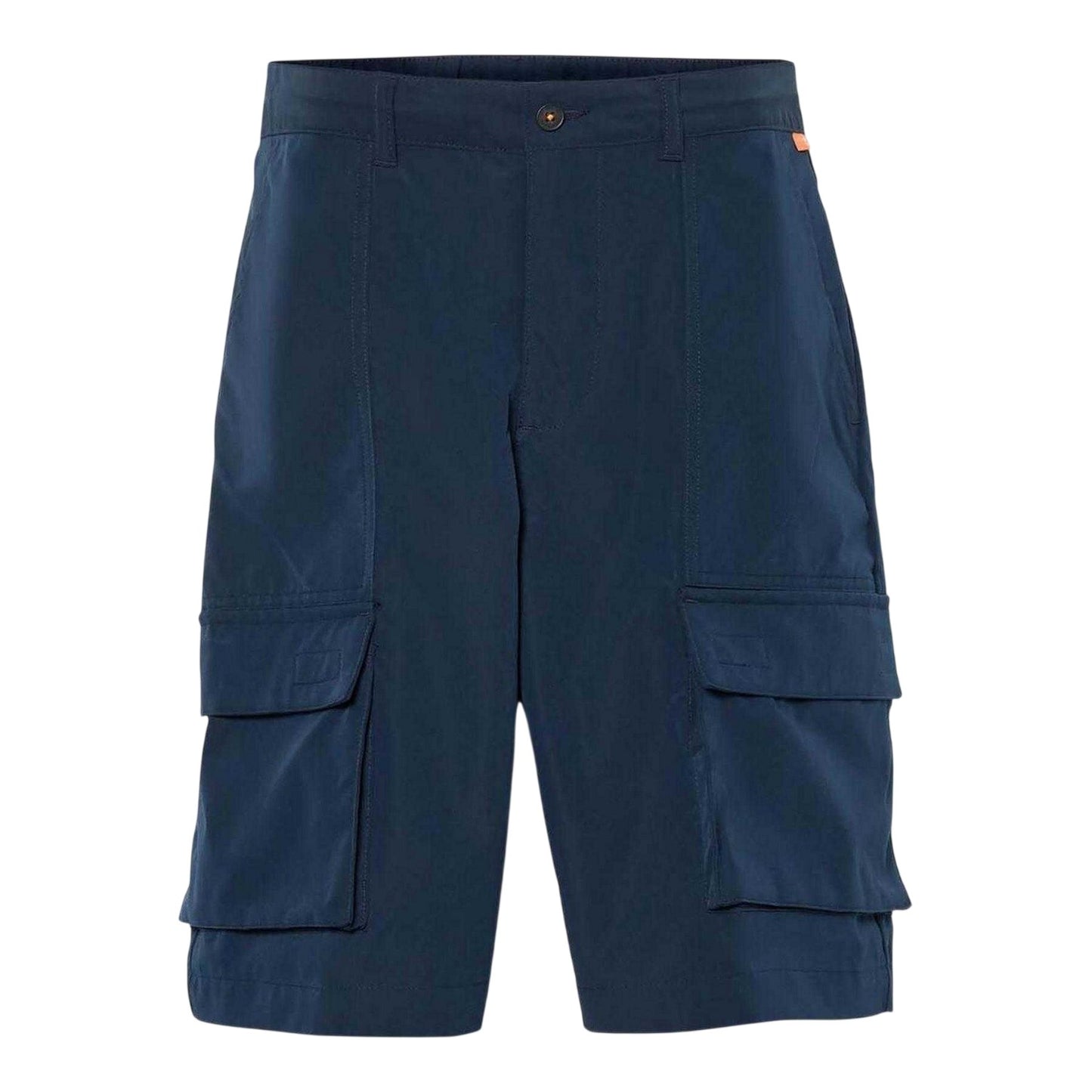 Navy - Front - Timberland Mens Water Repellent Leather Badge Relaxed Fit Cargo Shorts