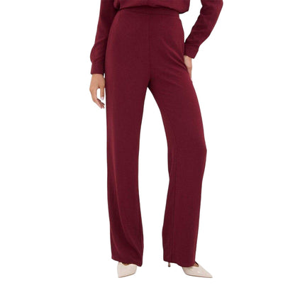Burgundy - Front - I Saw It First Womens-Ladies Wide Leg Trousers