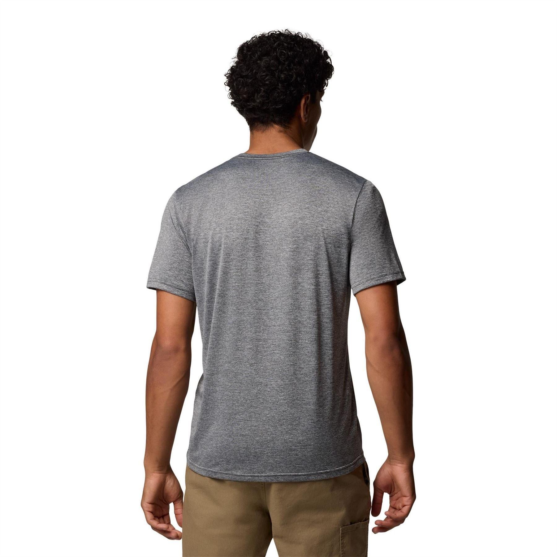 Black Heather - Back - Columbia Mens Hike Tech Trail Performance T-Shirt