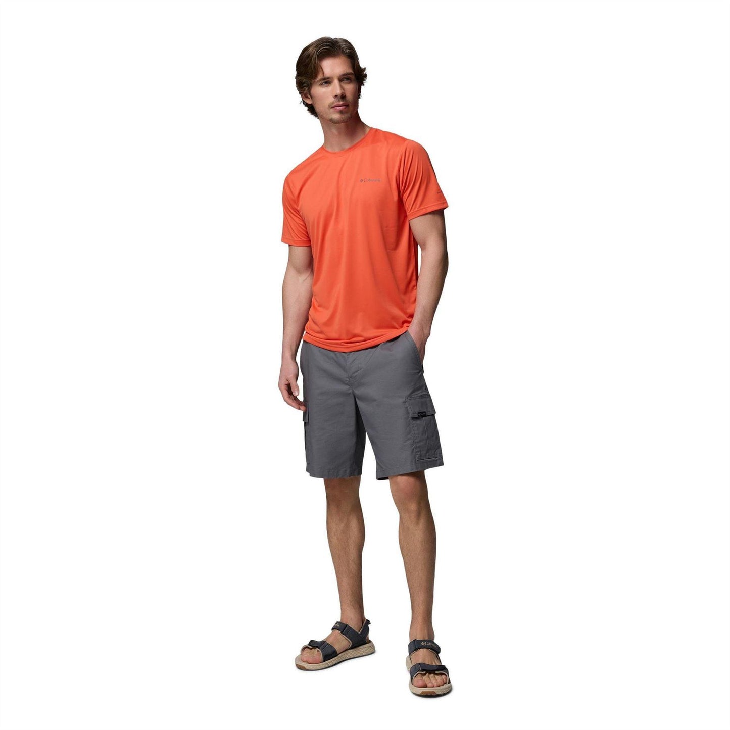Orange - Side - Columbia Mens Hike Tech Trail Performance T-Shirt