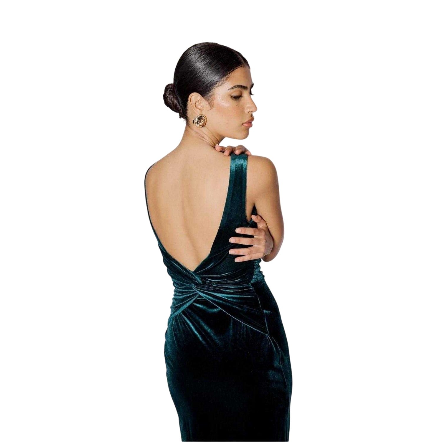 Green - Back - Nobody´s Child Womens-Ladies Margot Velvet Maxi Dress
