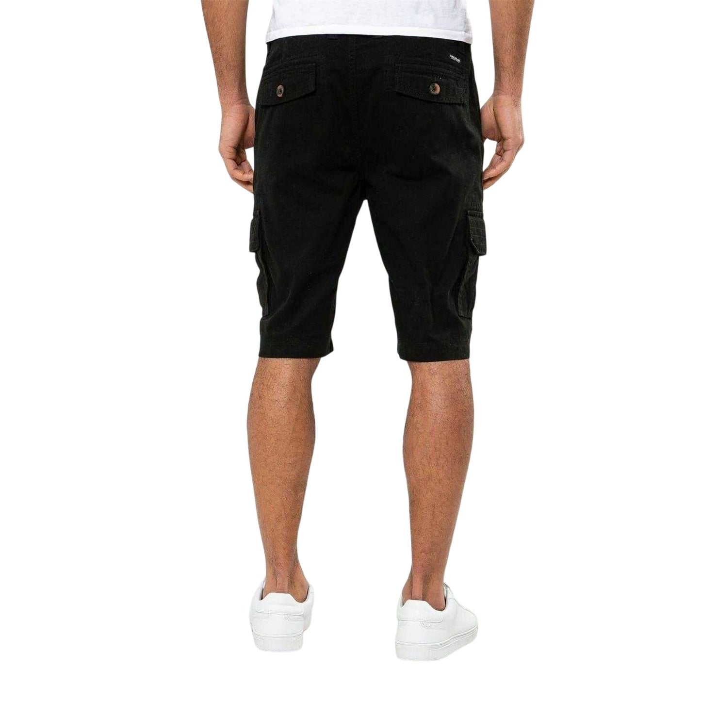 Black - Back - Threadbare Mens Bute Regular Cargo Shorts