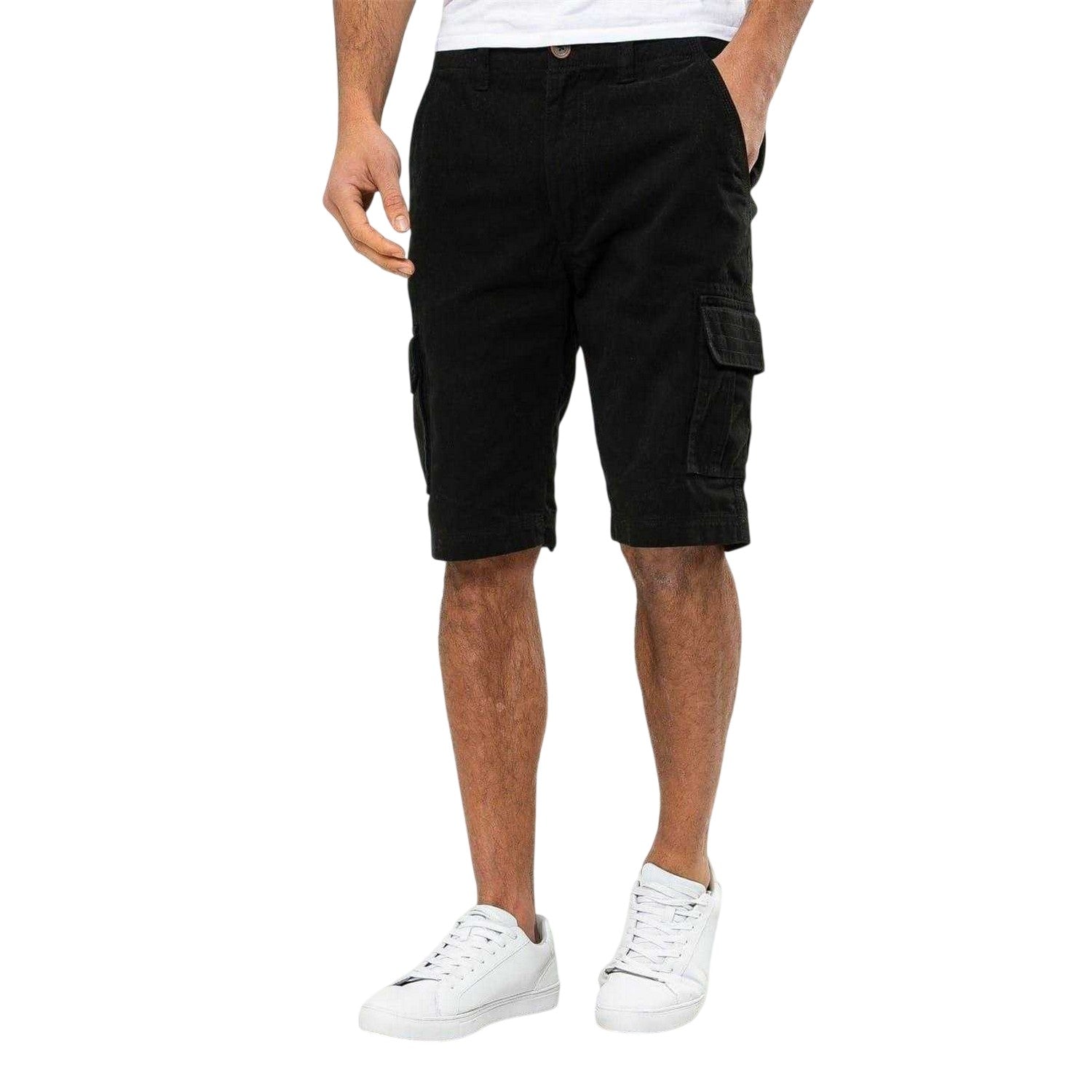 Black - Front - Threadbare Mens Bute Regular Cargo Shorts