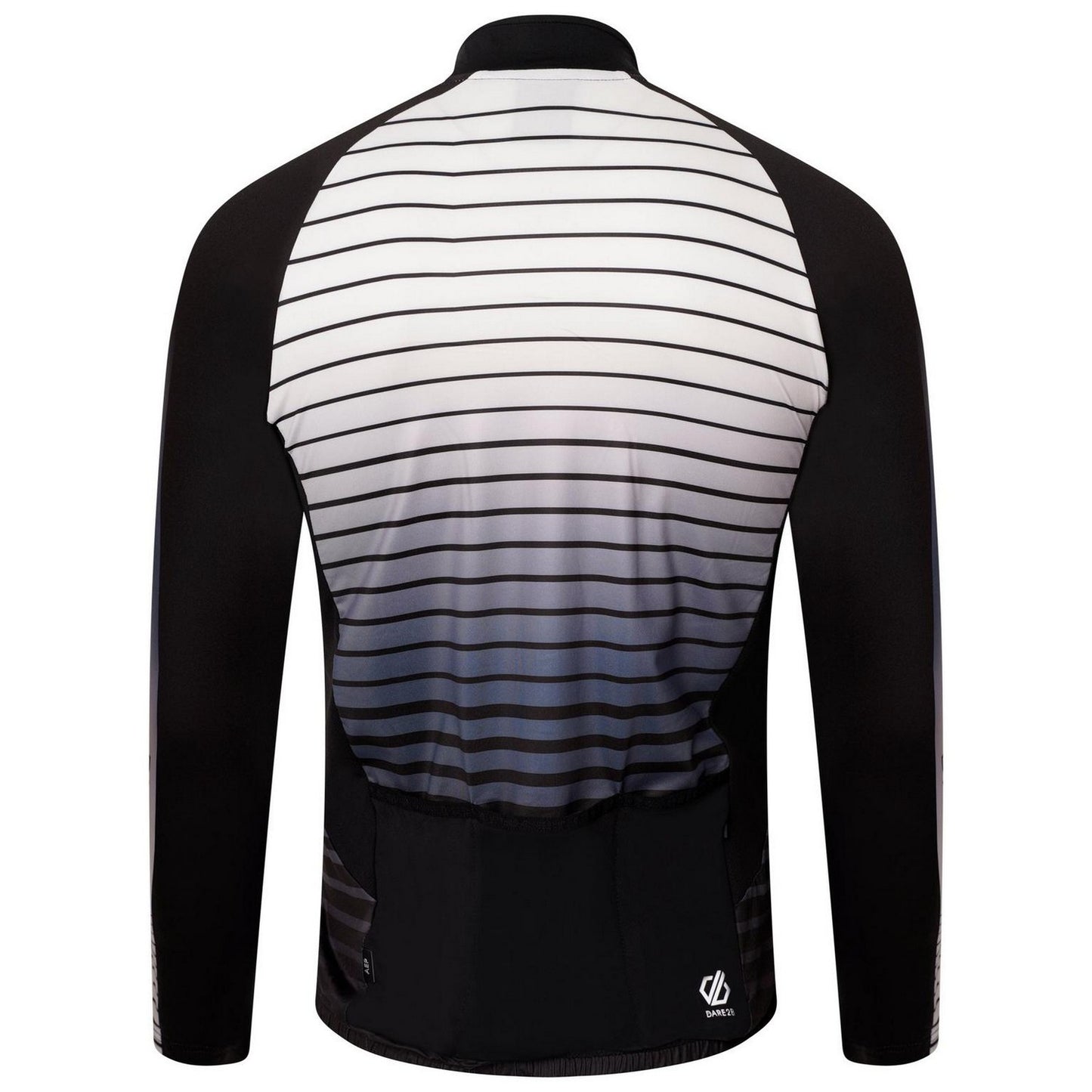 Black - Back - Dare 2B Mens Horizontal Stripe Mock Neck Slim Athletic Track Top