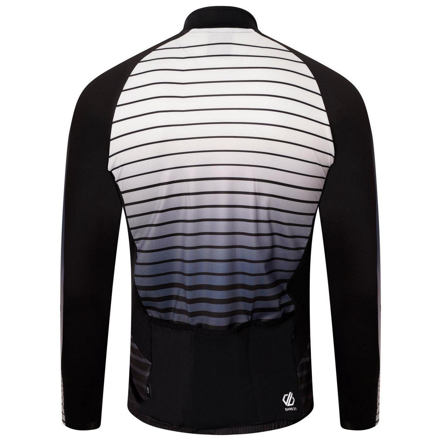 Black - Back - Dare 2B Mens Horizontal Stripe Mock Neck Slim Athletic Track Top