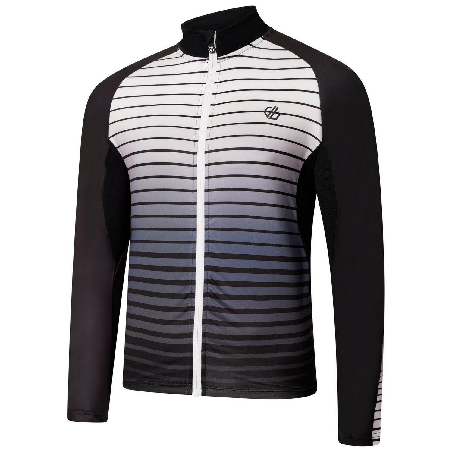 Black - Side - Dare 2B Mens Horizontal Stripe Mock Neck Slim Athletic Track Top