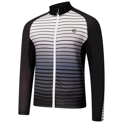 Black - Side - Dare 2B Mens Horizontal Stripe Mock Neck Slim Athletic Track Top
