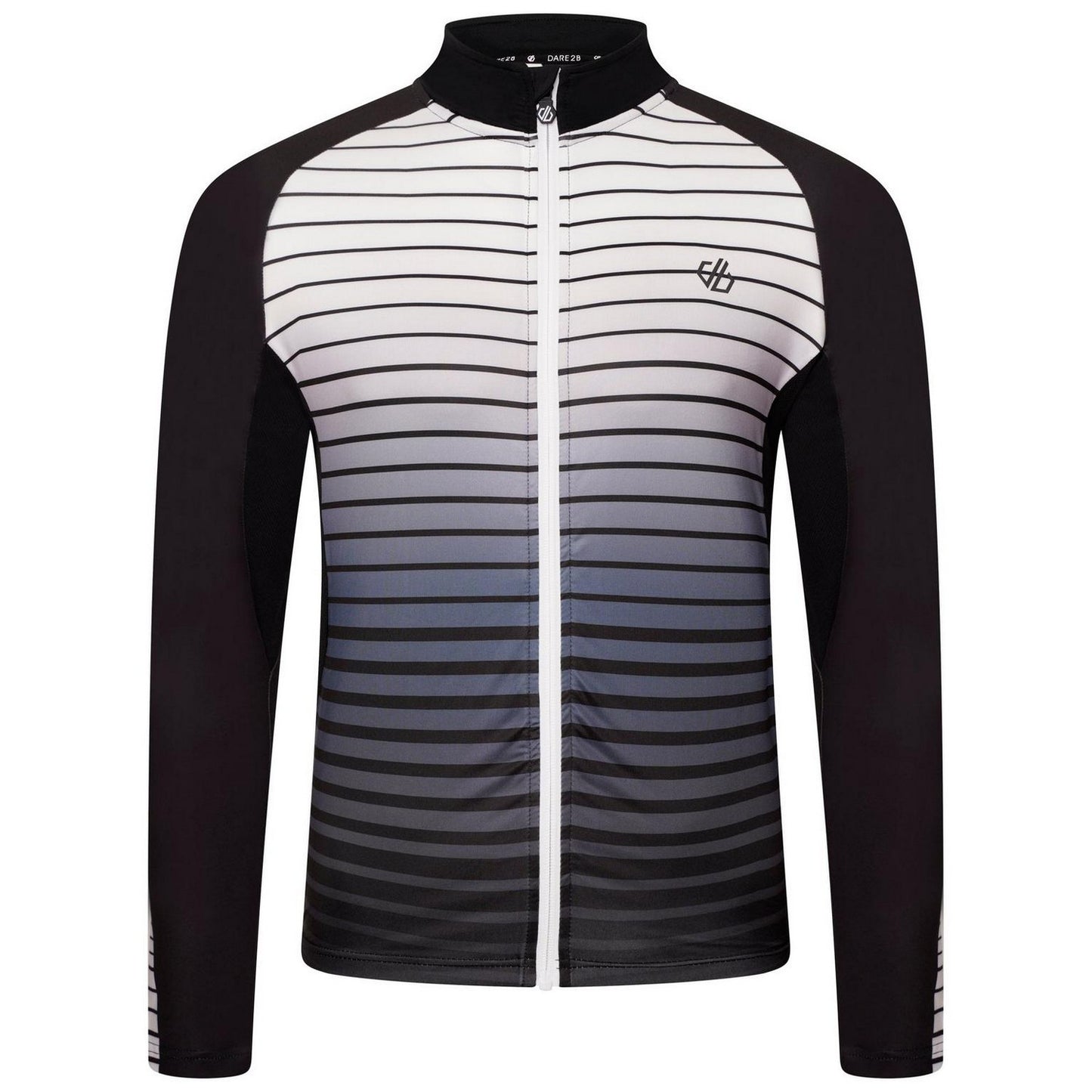 Black - Front - Dare 2B Mens Horizontal Stripe Mock Neck Slim Athletic Track Top