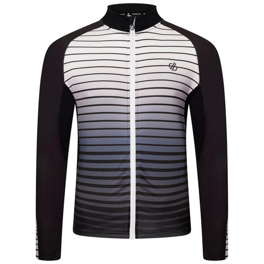Black - Front - Dare 2B Mens Horizontal Stripe Mock Neck Slim Athletic Track Top