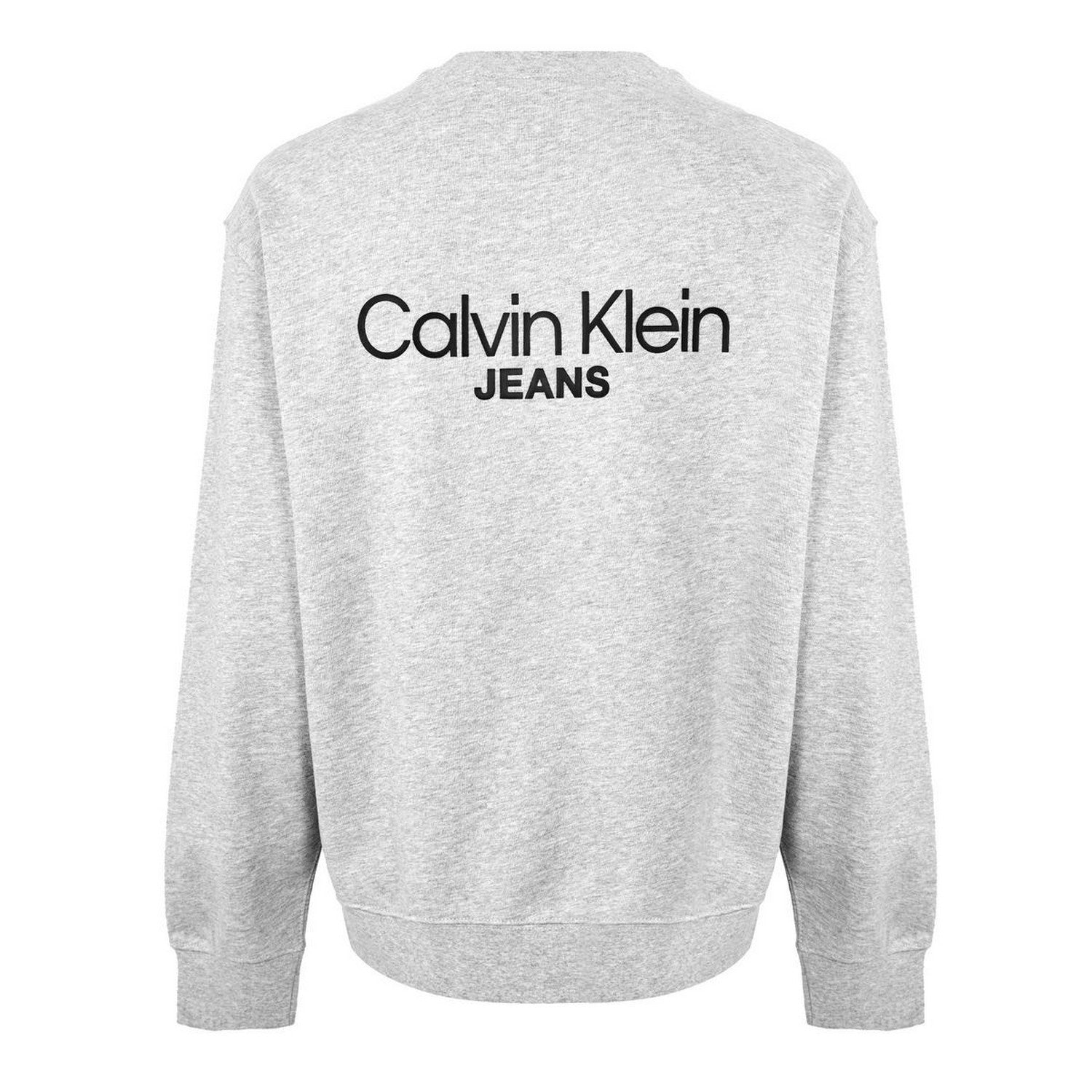 Heather Grey - Back - Calvin Klein Mens Crew Neck Regular Sweatshirt