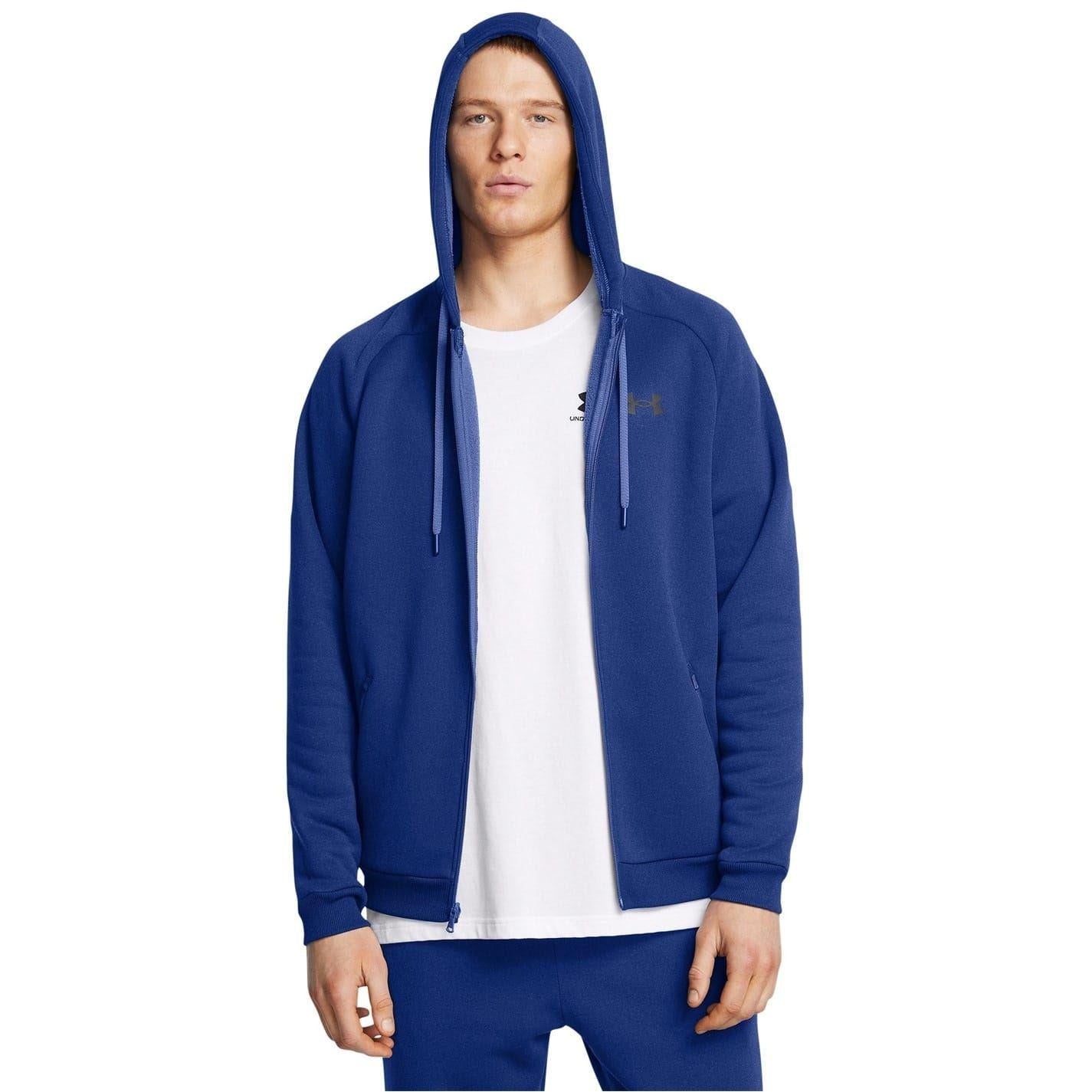 Blue - Side - Under Armour Mens Full Zip Hoodie
