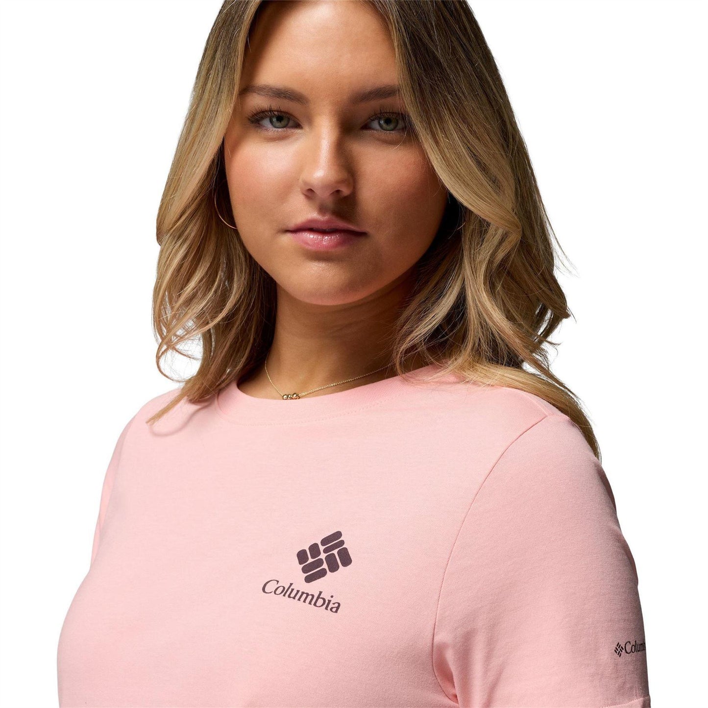 Pink - Side - Columbia Womens-Ladies Logo Performance T-Shirt