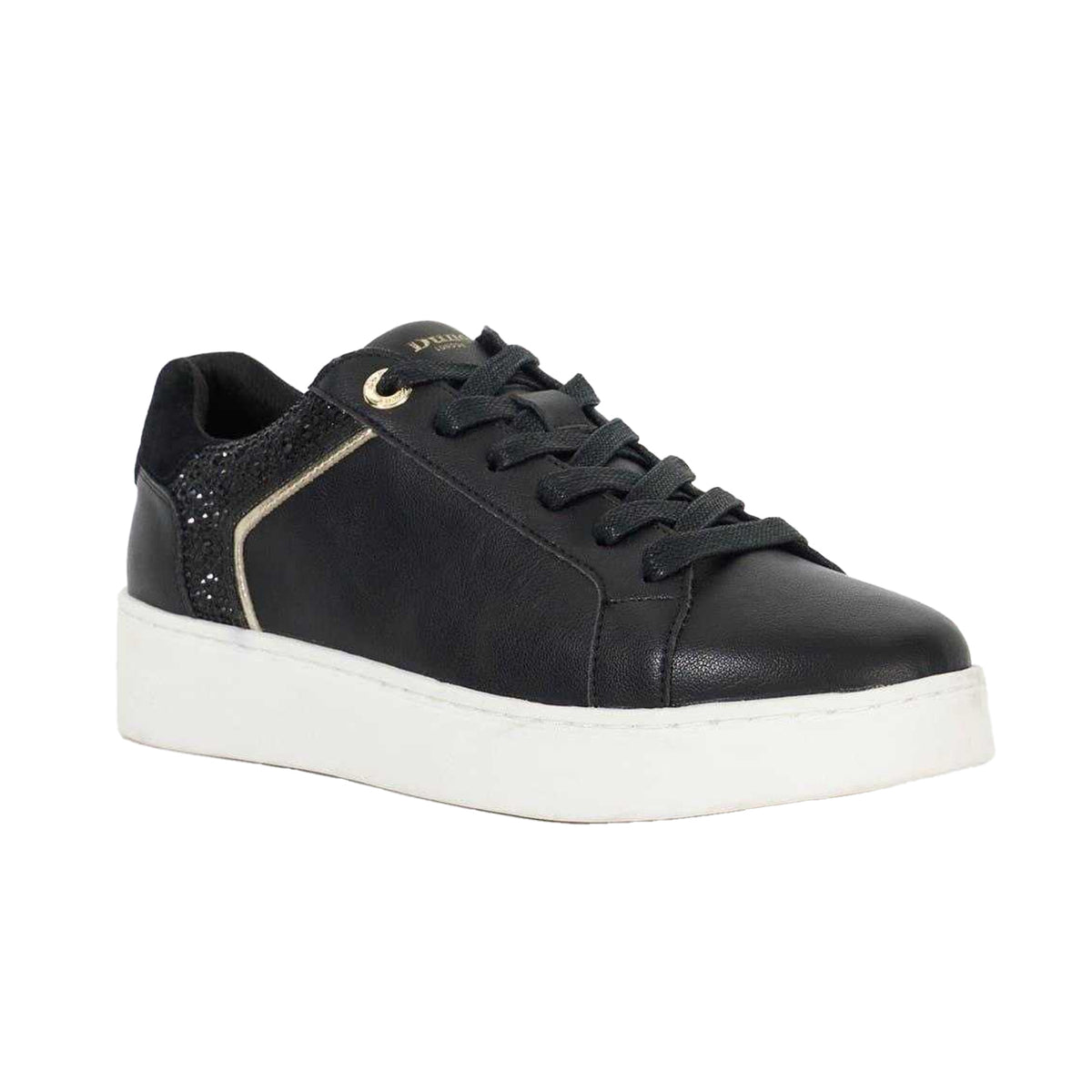 Black - Pack Shot - Dune London Womens-Ladies Elli Leather Platform Shoes