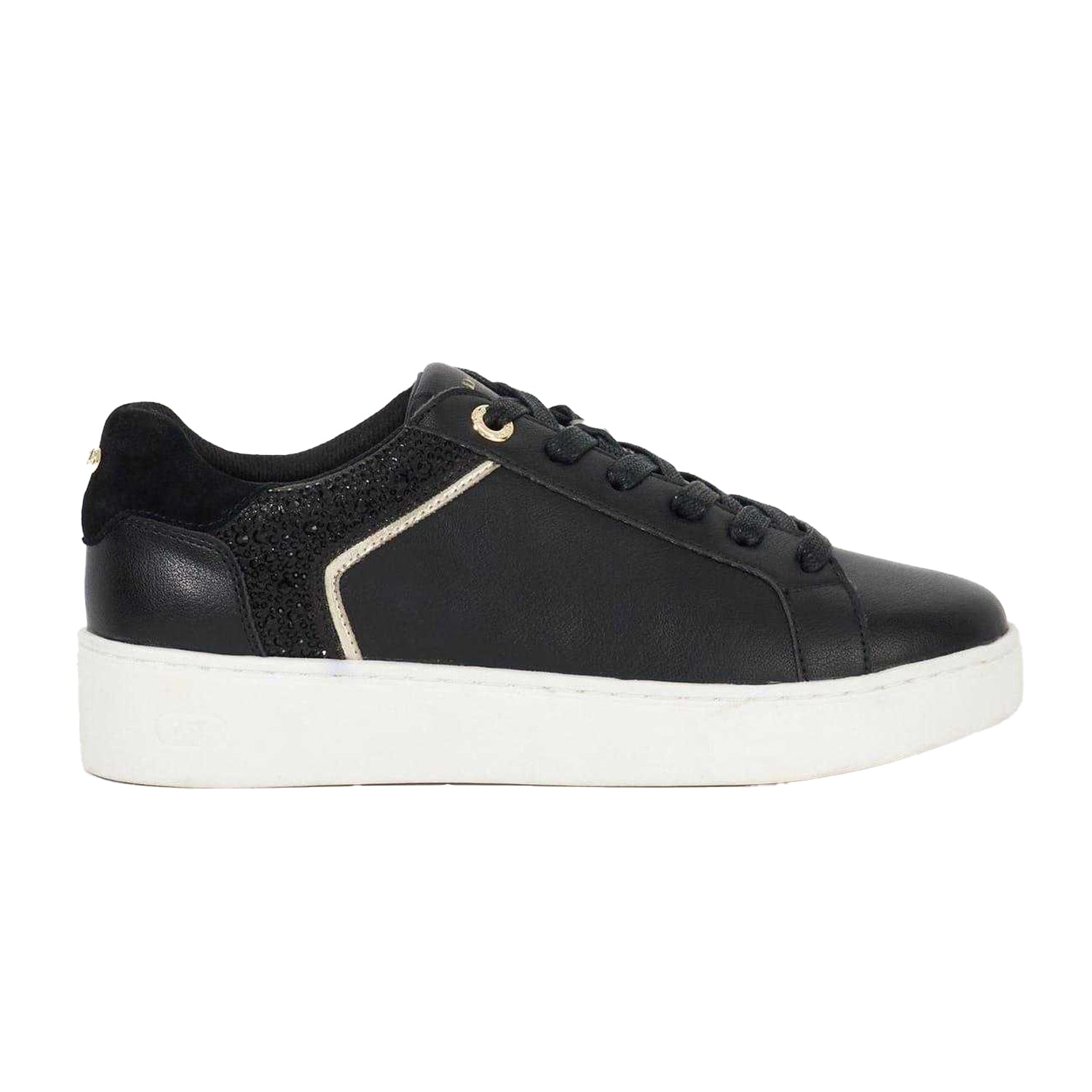 Black - Front - Dune London Womens-Ladies Elli Leather Platform Shoes