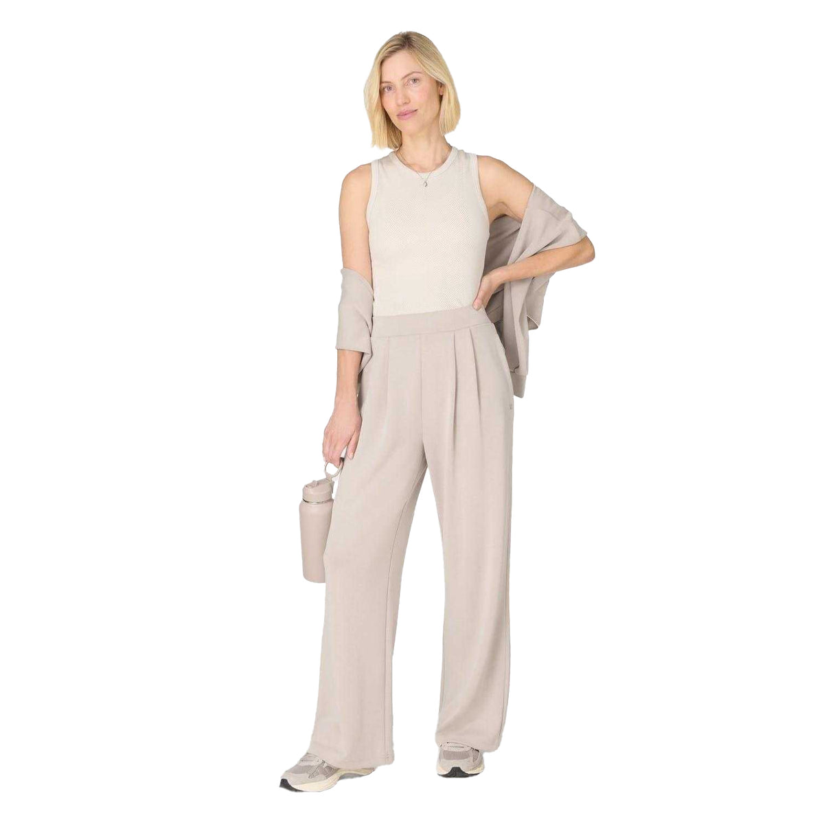 Beige - Side - Sweaty Betty Womens-Ladies Wide Leg Trousers