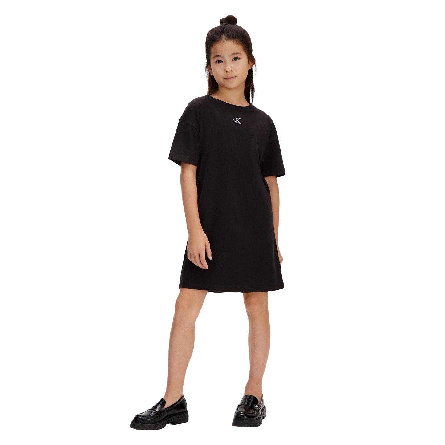 Black - Lifestyle - Calvin Klein Girls Logo T-Shirt Dress