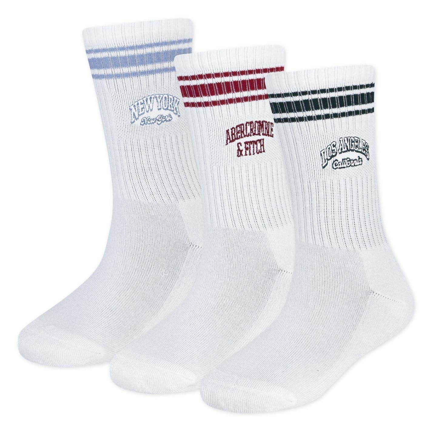 Blue - Front - Abercrombie & Fitch Childrens-Kids Crew Socks (Pack of 3)