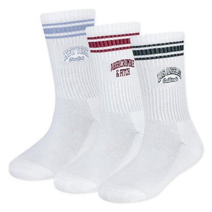 Blue - Front - Abercrombie & Fitch Childrens-Kids Crew Socks (Pack of 3)
