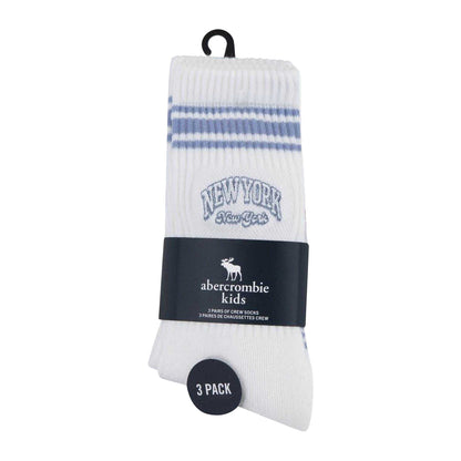 Blue - Back - Abercrombie & Fitch Childrens-Kids Crew Socks (Pack of 3)