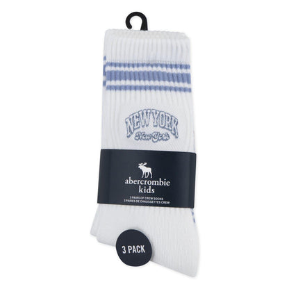 Blue - Side - Abercrombie & Fitch Childrens-Kids Crew Socks (Pack of 3)